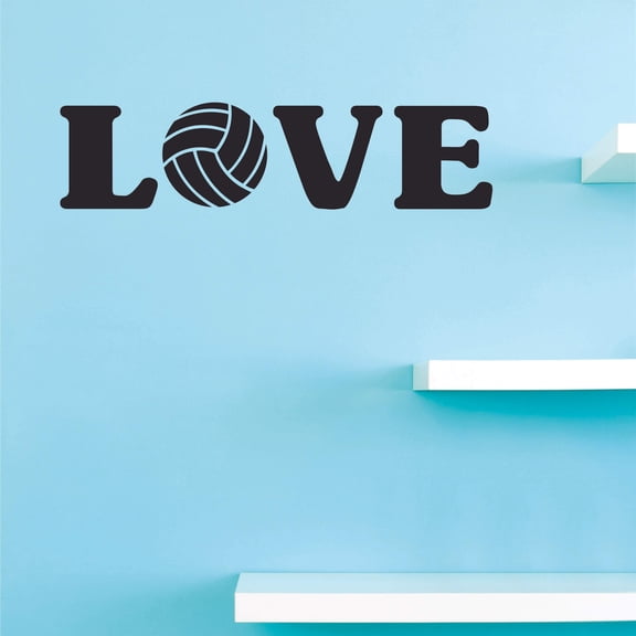 Love Volleyball Vinyl Wall Art Decal for Bedroom or Living Room - DIY Removable Adhesive Sports Lover Home Sticker Decoration 10" x 36"