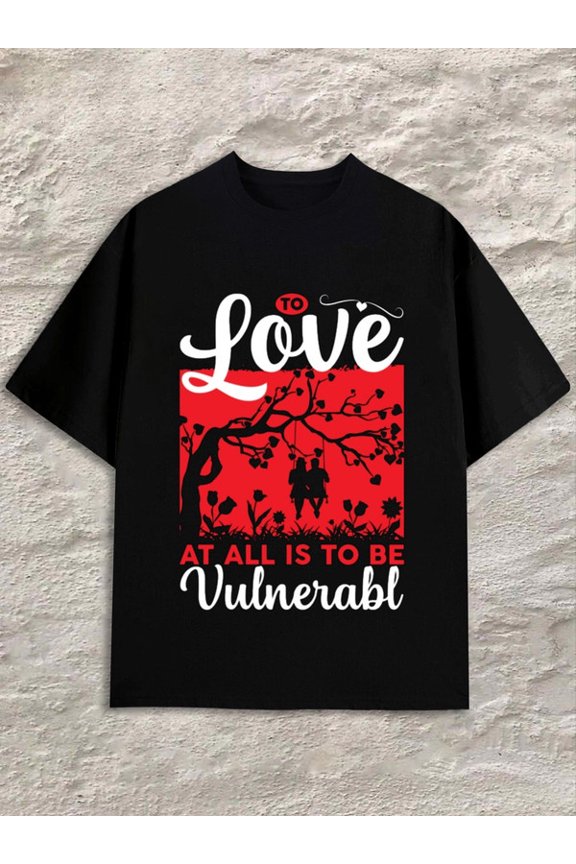 Love Vulnerable for men black Refreshing and lightweight, perfect for summer sports and leisure wear Retro Unisex Shirt Printed tshirts Trendy Unisex Shirt Graphic Tee tshirts