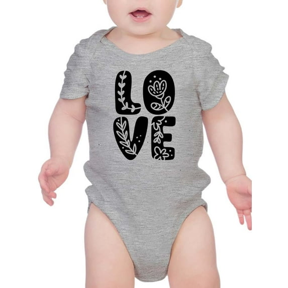 Love W Flowers Bodysuit Infant -Smartprints Designs, 6 Months