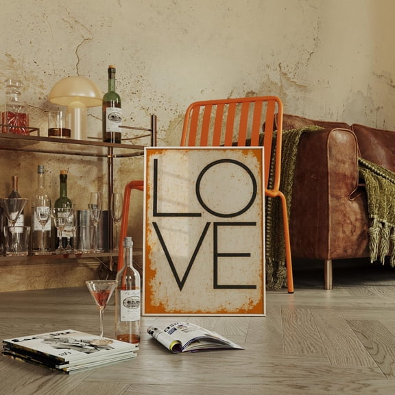 Love Wall Art – Bold Vintage Typography Print With Grunge Texture For Retro Modern Home Decor Wall Art, Modern Wall Decor, 12x18 UNFRAMED