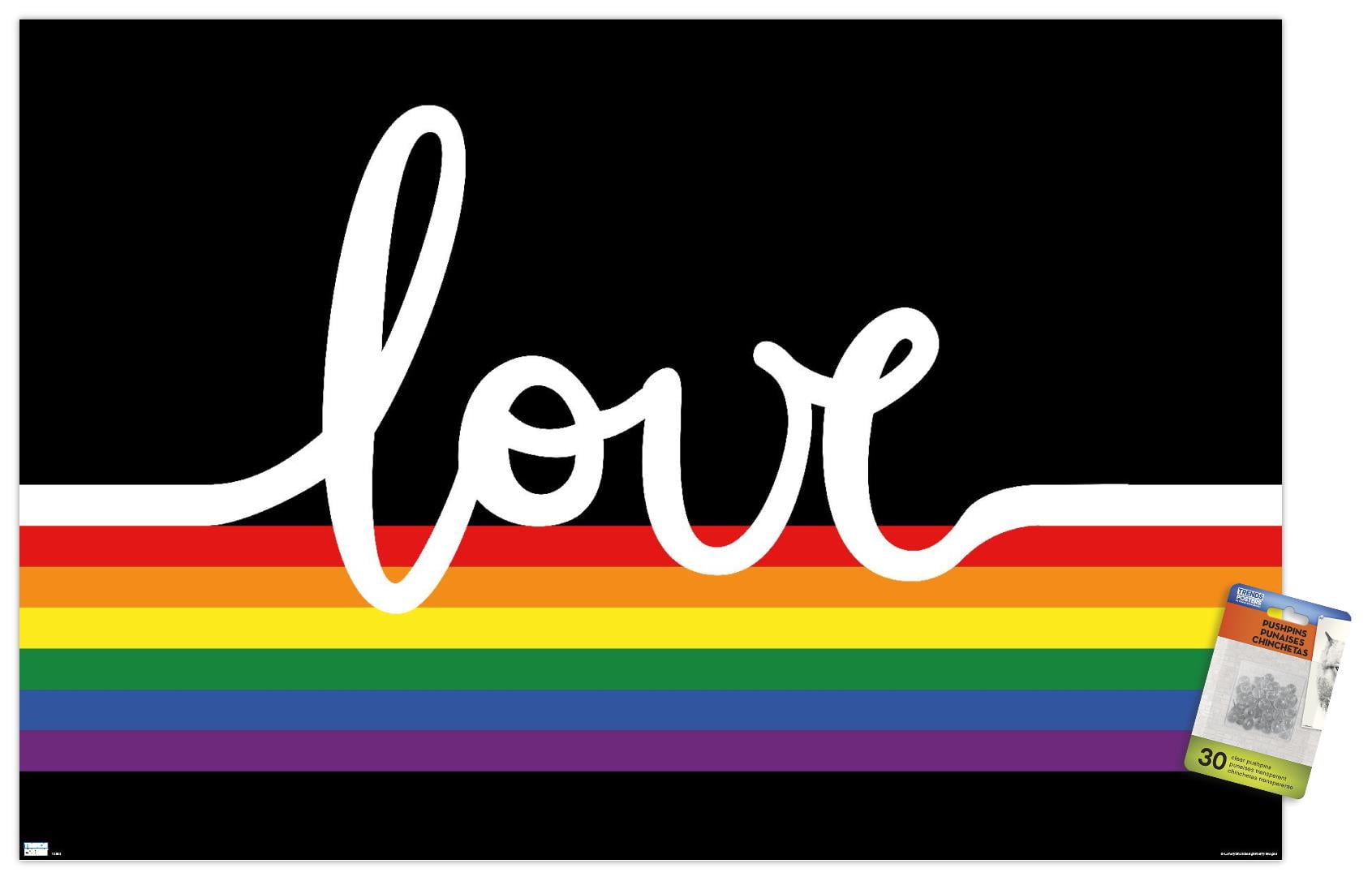 Love Wall Poster with Pushpins, 22.375" x 34"