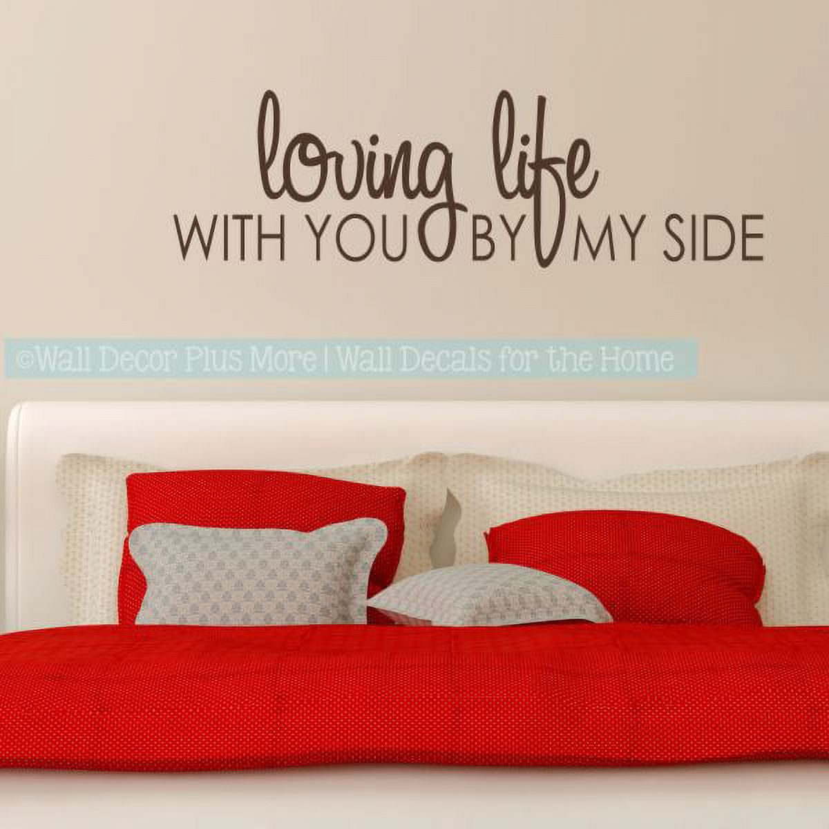 Love Wall Quotes Loving Life By My Side Master Bedroom Decal Stickers Art  36x11-Inch Chocolate Brown - Walmart.com, image size:1200x1200