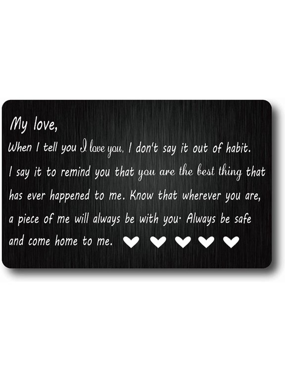 My Love Wallet Card Engraved Wallet Insert Metal Wallet Card Insert Anniversary Romantic Mini Love Notes Gift for DIY Men Husband Boyfriend Fiance Valentine Day Wedding Birthday Christmas