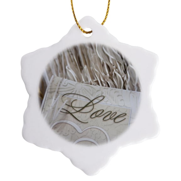 3drose, Love, Wedding Ceremony Program Cover - Li05 Jen0004 - Jim Engelbrecht, 3 inch Snowflake Porcelain Ornament