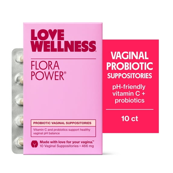Love Wellness Flora Power, Probiotic Vaginal Suppositories, 10ct