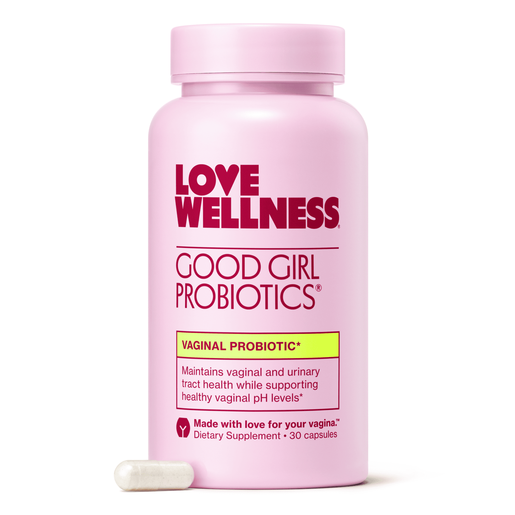 Love Wellness Good Girl Probiotics, Vaginal Probiotics for Women, pH Balance & Odor Support, 30 Capsules