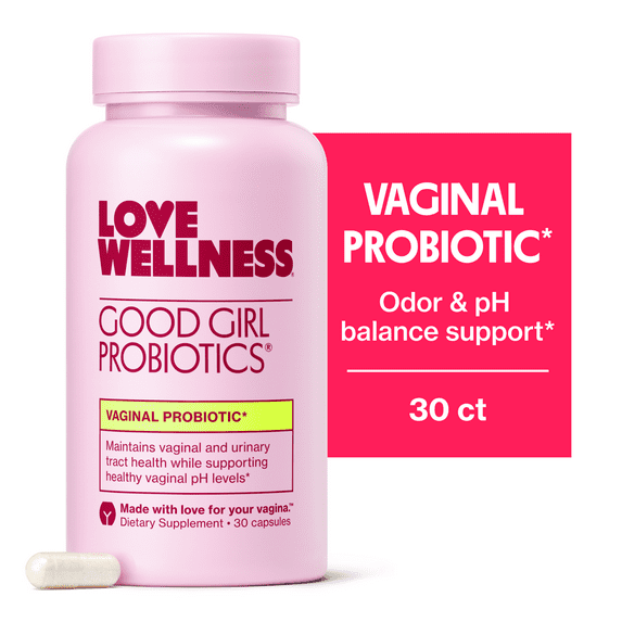 Love Wellness Good Girl Probiotics, Vaginal Probiotics for Women, pH Balance & Odor Support, 30 Capsules