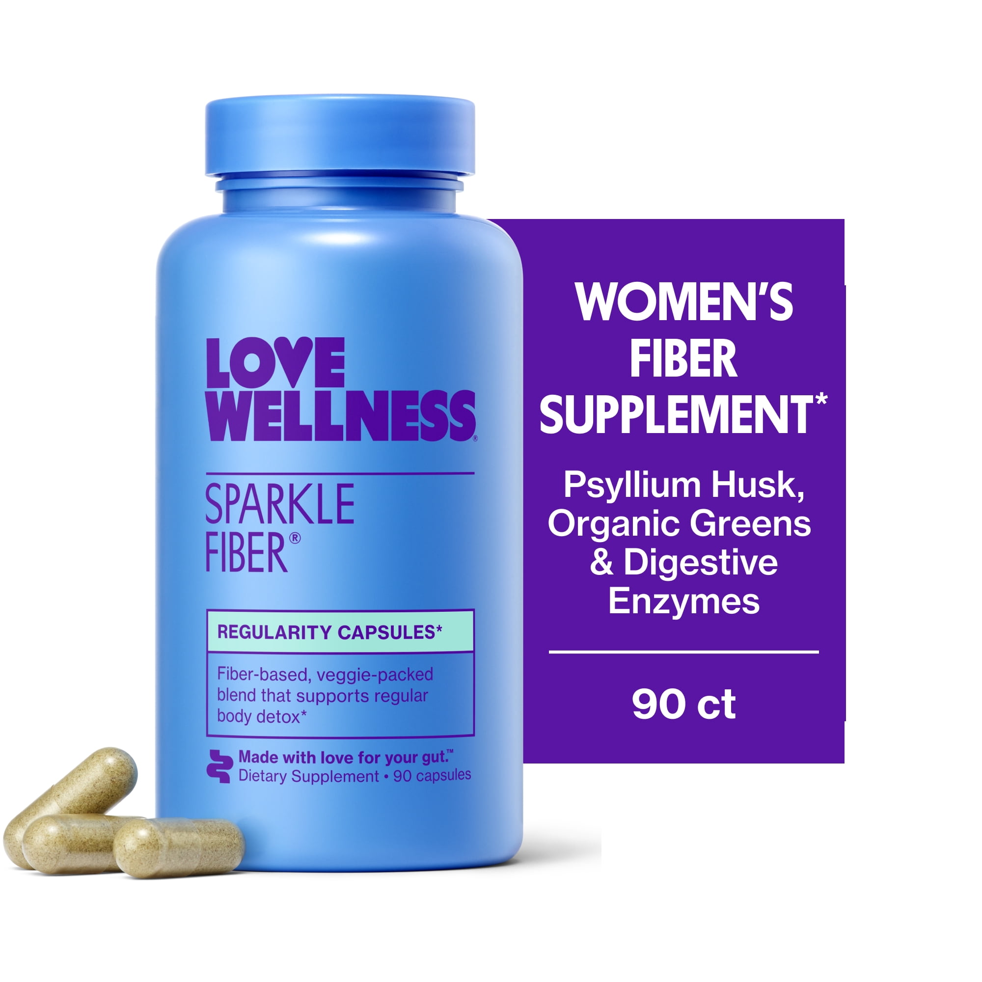 Love Wellness Sparkle Fiber, Regularity Capsules*, 90ct