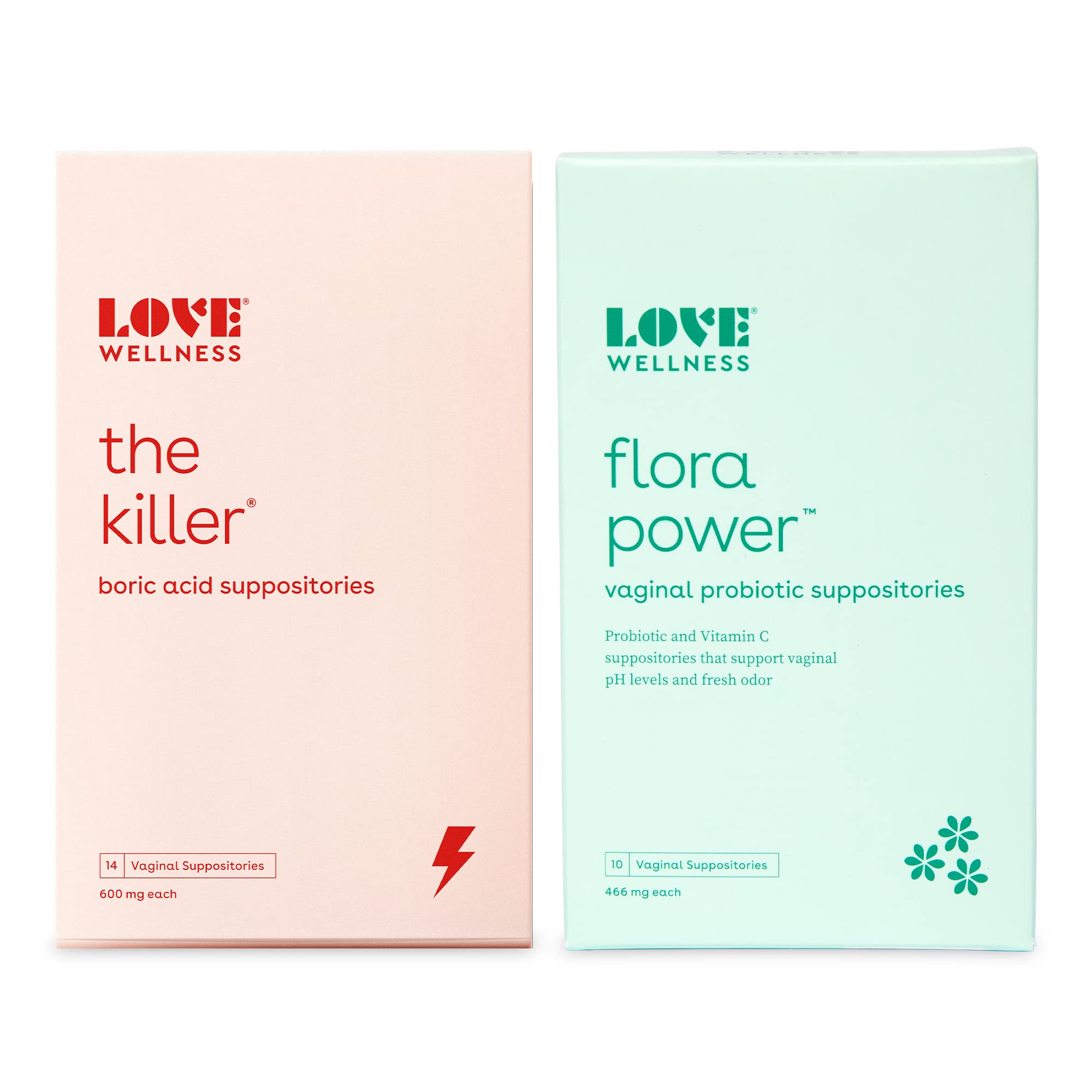 Love Wellness Womens Vaginal Suppository Duo, The Killer & Flora Power