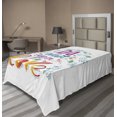 thumbnail image 1 of Love What You Do Flat Sheet, Colorful Arrangement with Leaves and Heart Shapes Motivational Message, Soft Comfortable Top Sheet Decorative Bedding 1 Piece, 6 Sizes, Multicolor, by Ambesonne, 1 of 1