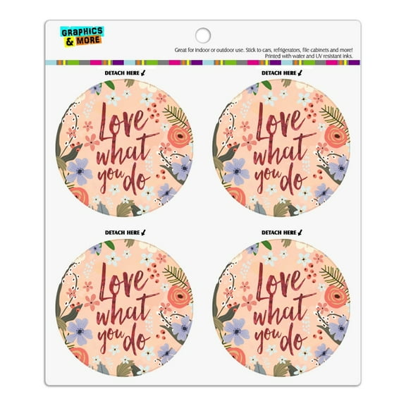 Love What You Do Inspirational Refrigerator Fridge Locker Vinyl Circle Magnet Set