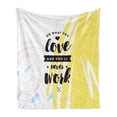 thumbnail image 1 of Love What You Do Soft Flannel Fleece Blanket, Retro Memphis Pattern with Inspirational Typography Colorful Arrangement, Cozy Plush for Indoor and Outdoor Use, 50" x 70", Multicolor, by Ambesonne, 1 of 5