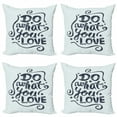 thumbnail image 1 of Love What You Do Throw Pillow Cushion Case Pack of 4, Grunge Style Message Design with Swirls and Stars Layout, Modern Accent Double-Sided Print, 4 Sizes, Blue Dark Slate Blue, by Ambesonne, 1 of 2