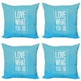 thumbnail image 1 of Love What You Do Throw Pillow Cushion Case Pack of 4, Modern Design Words in Rectangular Frame Polygonal Mountains Background, Modern Accent Double-Sided Print, 4 Sizes, Blue White, by Ambesonne, 1 of 2