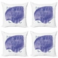thumbnail image 1 of Love What You Do Throw Pillow Cushion Case Pack of 4, Motivation Words on Watercolor Stain Abstract Style Composition, Modern Accent Double-Sided Print, 4 Sizes, Indigo and White, by Ambesonne, 1 of 2