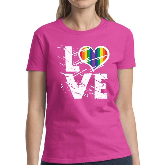 Love White Print T-Shirt for Women - S M L XL 2XL 3XL Graphic Tee Shirt - Pride Support Tee Gift