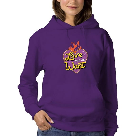 Love Who You Want Glowing Heart Hoodie Women -Smartprints Designs, Female Small