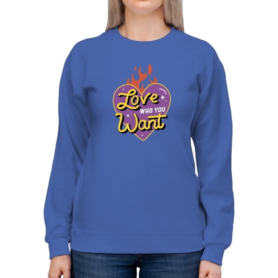 Love Who You Want Glowing Heart Sweatshirt Women -Smartprints Designs, Female 3X-Large