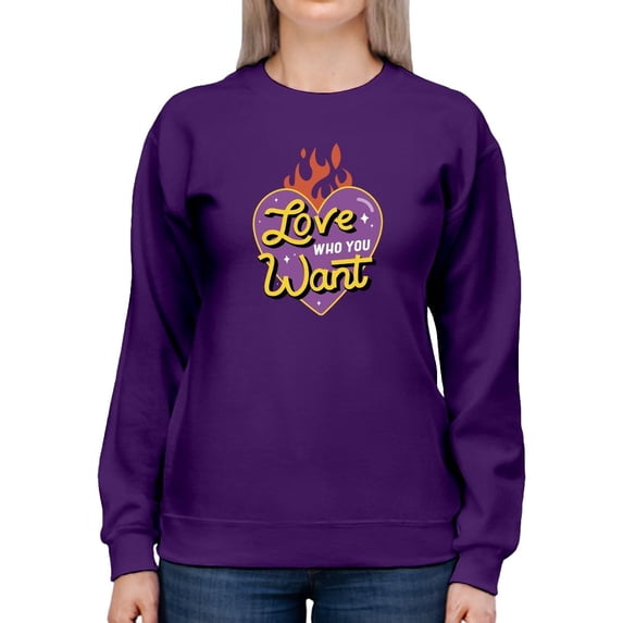 Love Who You Want Glowing Heart Sweatshirt Women -Smartprints Designs, Female Medium