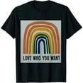 thumbnail image 1 of Love Who You Want LGBTQ+ LGBT Gay Pride Month Rainbow Flag T-Shirt, 1 of 5