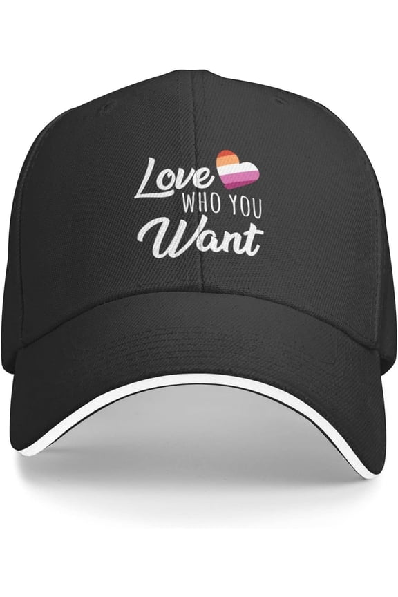 Love Who You Want Lesbian Pride Trucker Hat LGBT Pride Baseball Cap Black
