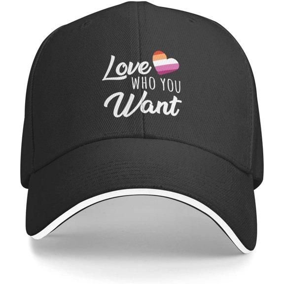 Love Who You Want Lesbian Pride Trucker Hat LGBT Pride Baseball Cap Black