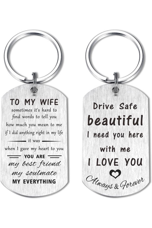 Love Wife Gifts, Drive Safe I Love You Keychain for Mothers Day Anniversary Valentines Christmas