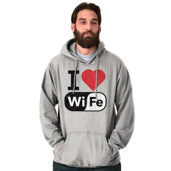 Love Wife Wi-Fi Funny Husband Married Men's Big & Tall Graphic Hoodie Brisco Brands 3X