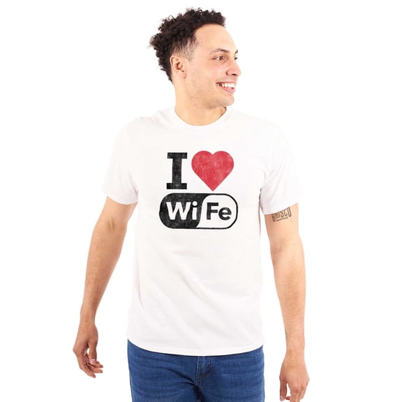 Love Wife Wi-Fi Funny Husband Married Men's Big & Tall Crewneck Graphic Tee Brisco Brands 2X