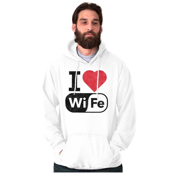 Love Wife Wi-Fi Funny Husband Married Men's Big & Tall Graphic Hoodie Brisco Brands 2X