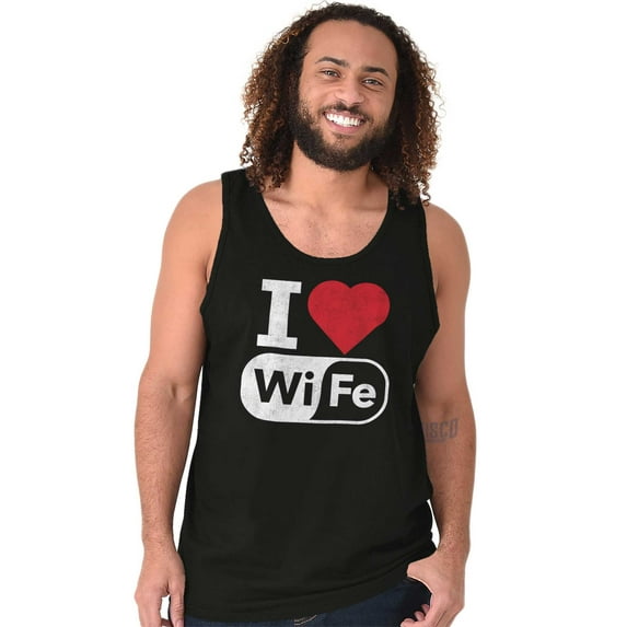 Love Wife Wi-Fi Funny Husband Married Tank Top Sleeveless Tee Men Brisco Brands S