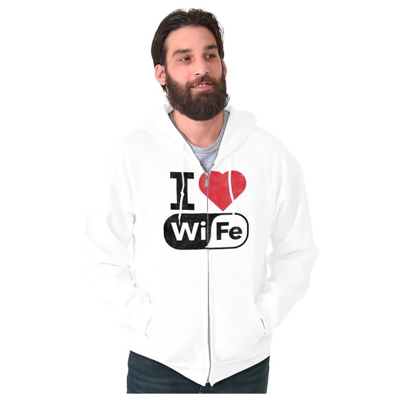 Love Wife Wi-Fi Funny Husband Married Zip Hoodie Sweatshirt Men Brisco Brands S