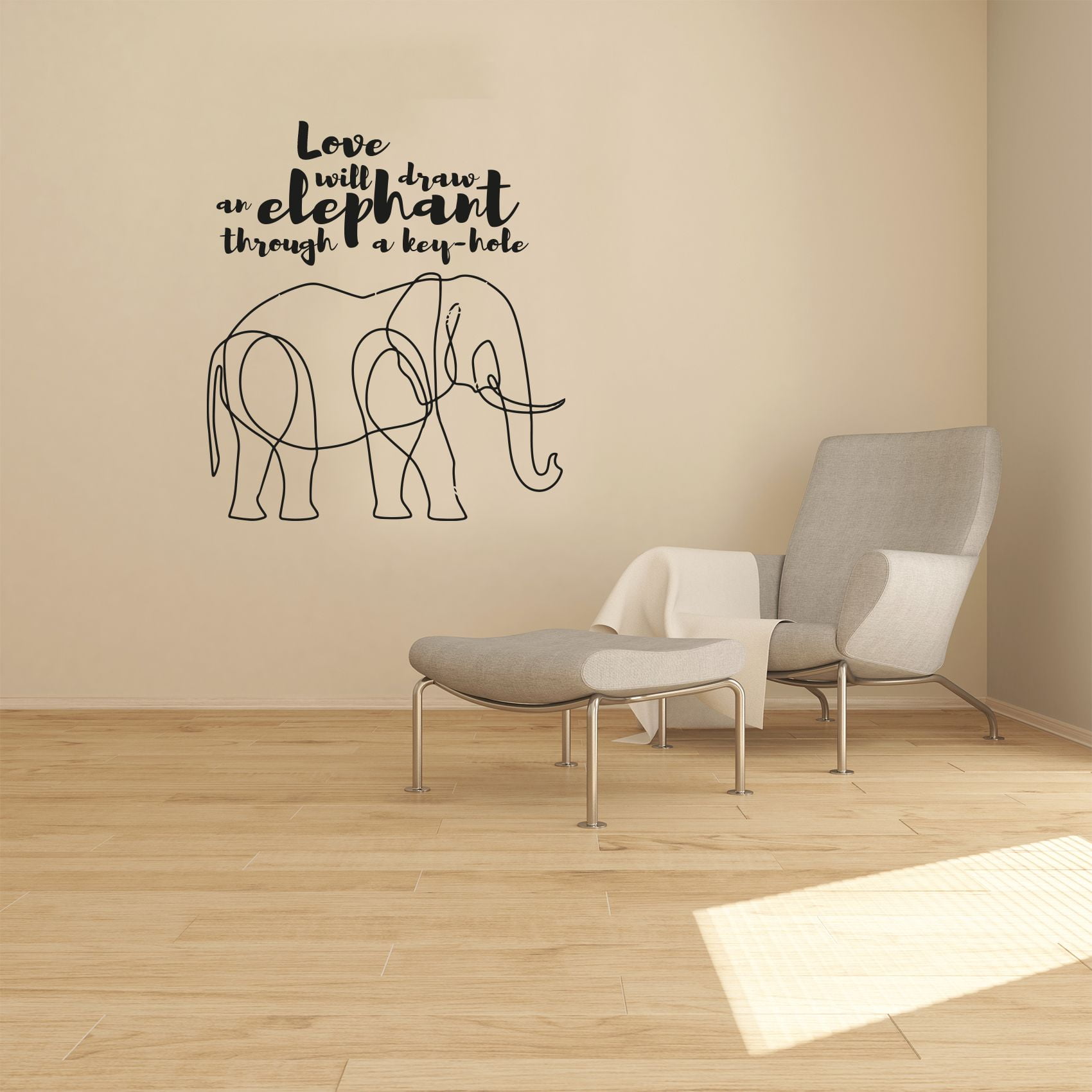 Love Will Draw An Elephant Through A Key-hole Quotes Quote Cute Elephant  Lines Design Vinyl Wall Sticker Art Wall Decal Boys Girls Kids Room Design  Bedroom Home Decoration Size (20x18 inch) -, image size:1700x1700