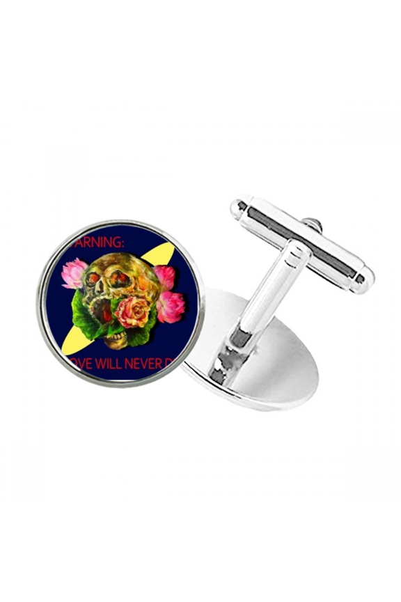 Love Will Never Die l Round Button Cuff Clip Stud Cufflinks