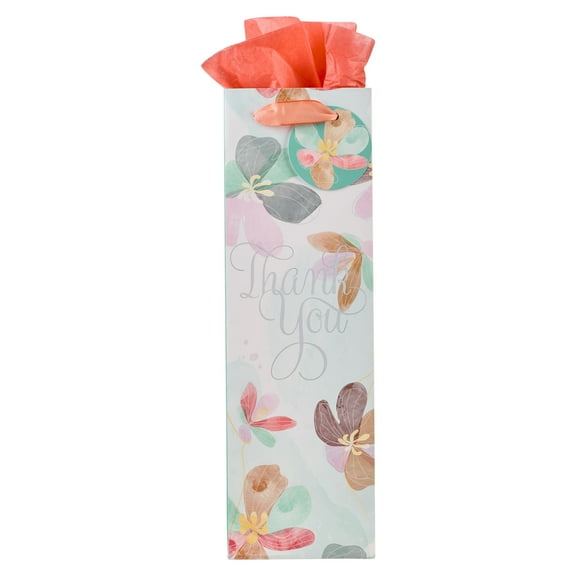 With Love Wine Gift Bag - Single Bottle Paper Bag with Tissue Paper and Handles, for Birthday Party, Hostess Thank You, Valentine's Day, Christmas, Thanksgiving
