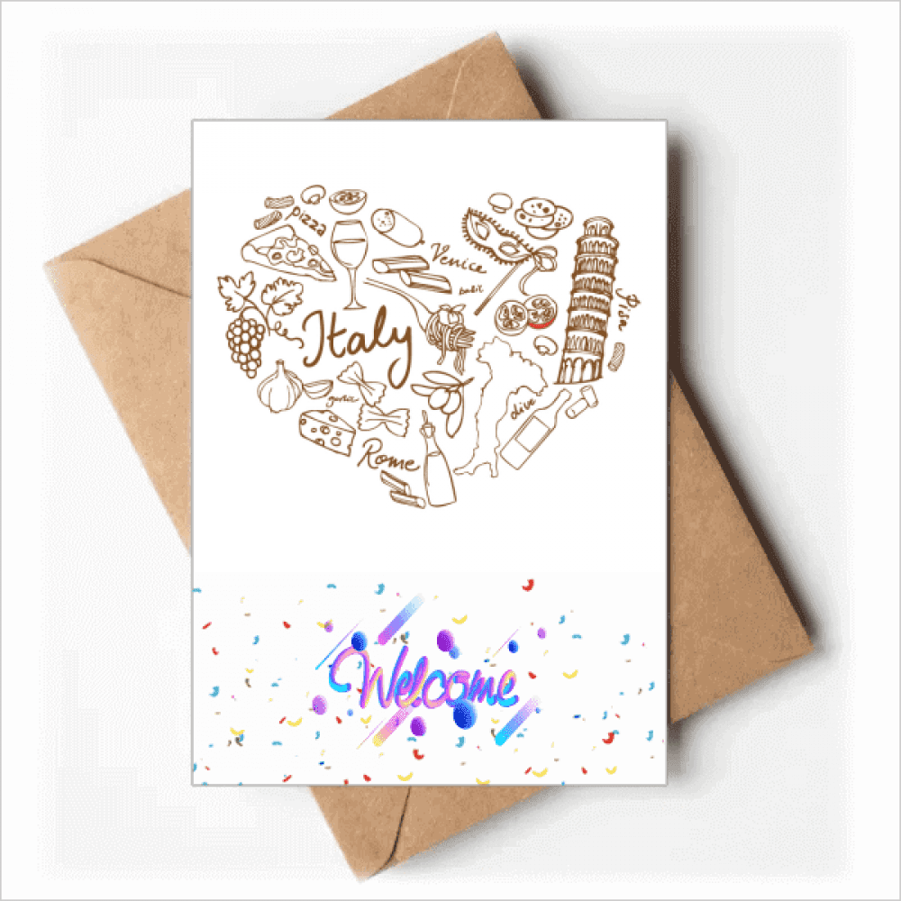 Love Wine Italy Grape Foods Welcome Back Greeting Cards Envelopes Blank