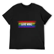 Love Wins Be Yourself Month Rainbow LGBTQ Equality Gay Pride T-Shirt Black S