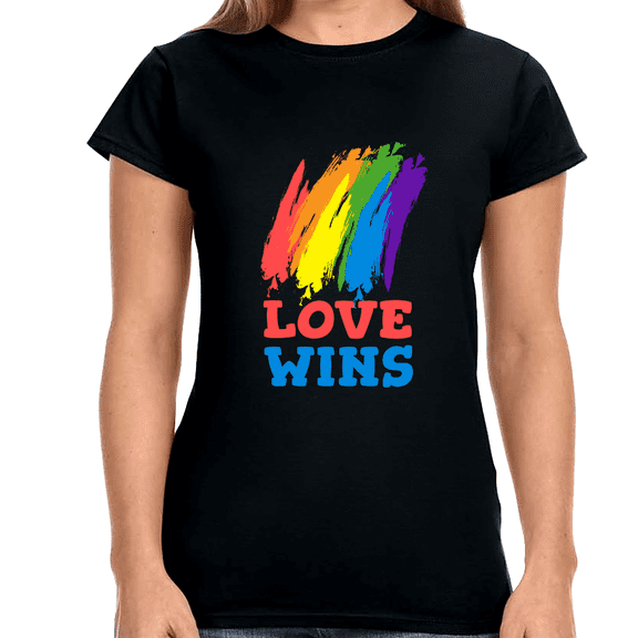 Love Wins LGBT Gay Pride Month Rainbow Lesbian Transgender Shirts for Women