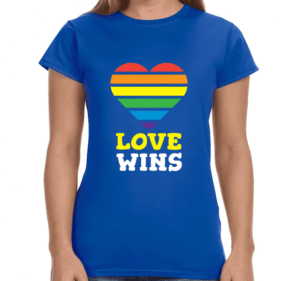 Love Wins LGBTQ Pride Rainbow Flag Lesbian Gay Pride Ally Womens Shirts