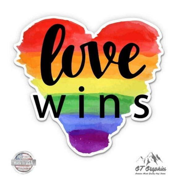 Love Wins Rainbow Heart - 3" Vinyl Sticker - For Car Laptop I-Pad Phone Helmet Hard Hat - Waterproof Decal