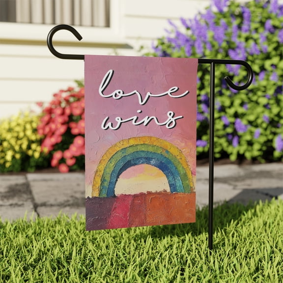Love Wins Rainbow Pride Day Garden Flag, Pansexual Decoration ID-0518-0HPM