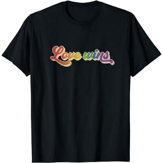 Love Wins Rainbow Pride Month Retro LGBT Gay Rights Equality T-Shirt