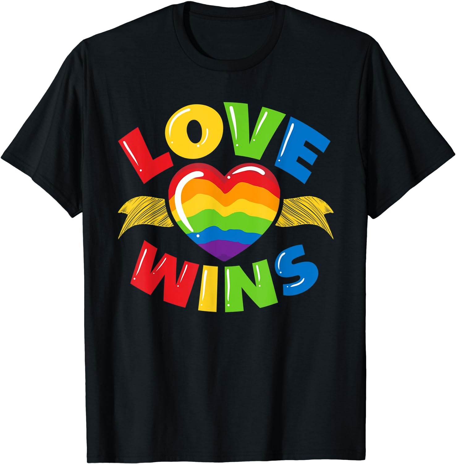 Love Wins Shirt For Women – Gay Pride T-Shirt With LGBT Rainbow Flag Paint Design, Vintage Crew Neck Casual Tee - View #2