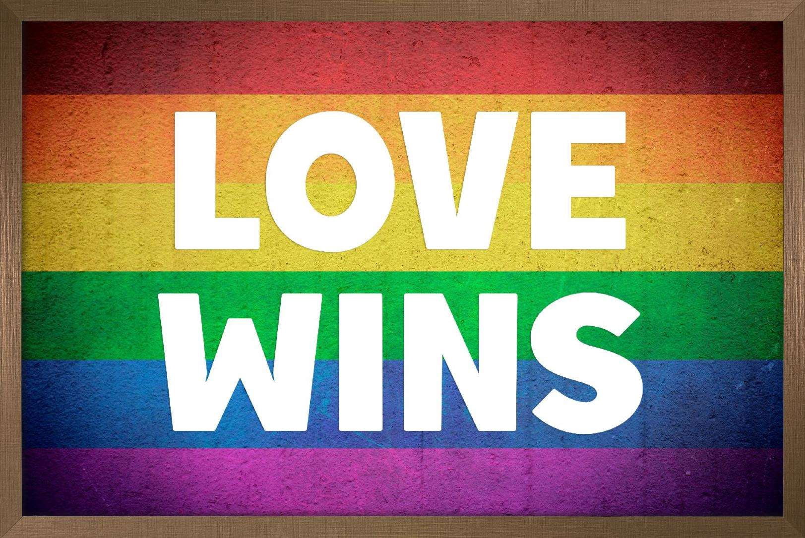 Love Wins Wall Poster, 14.725" x 22.375", Framed
