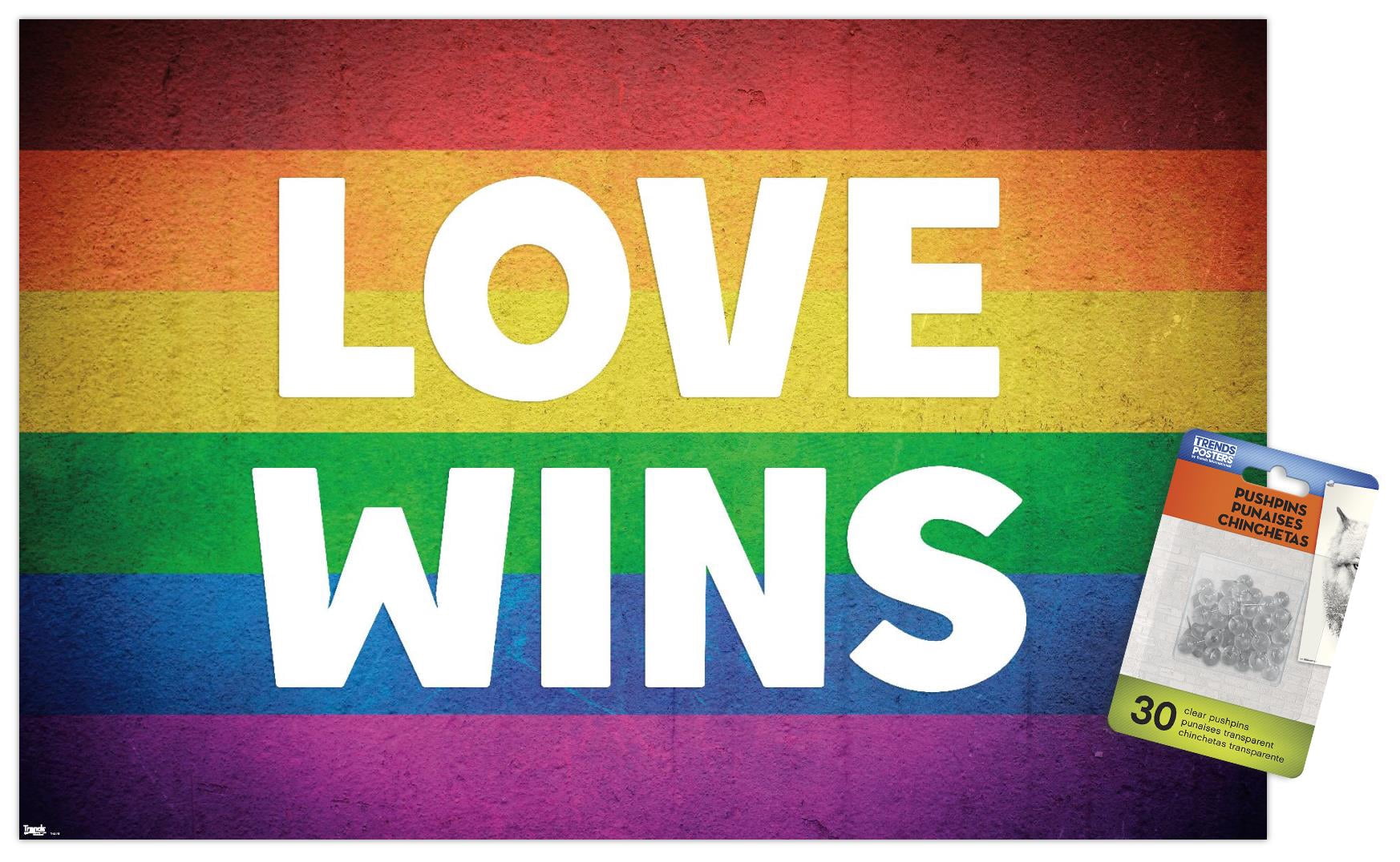Love Wins Wall Poster with Push Pins, 14.725" x 22.375"