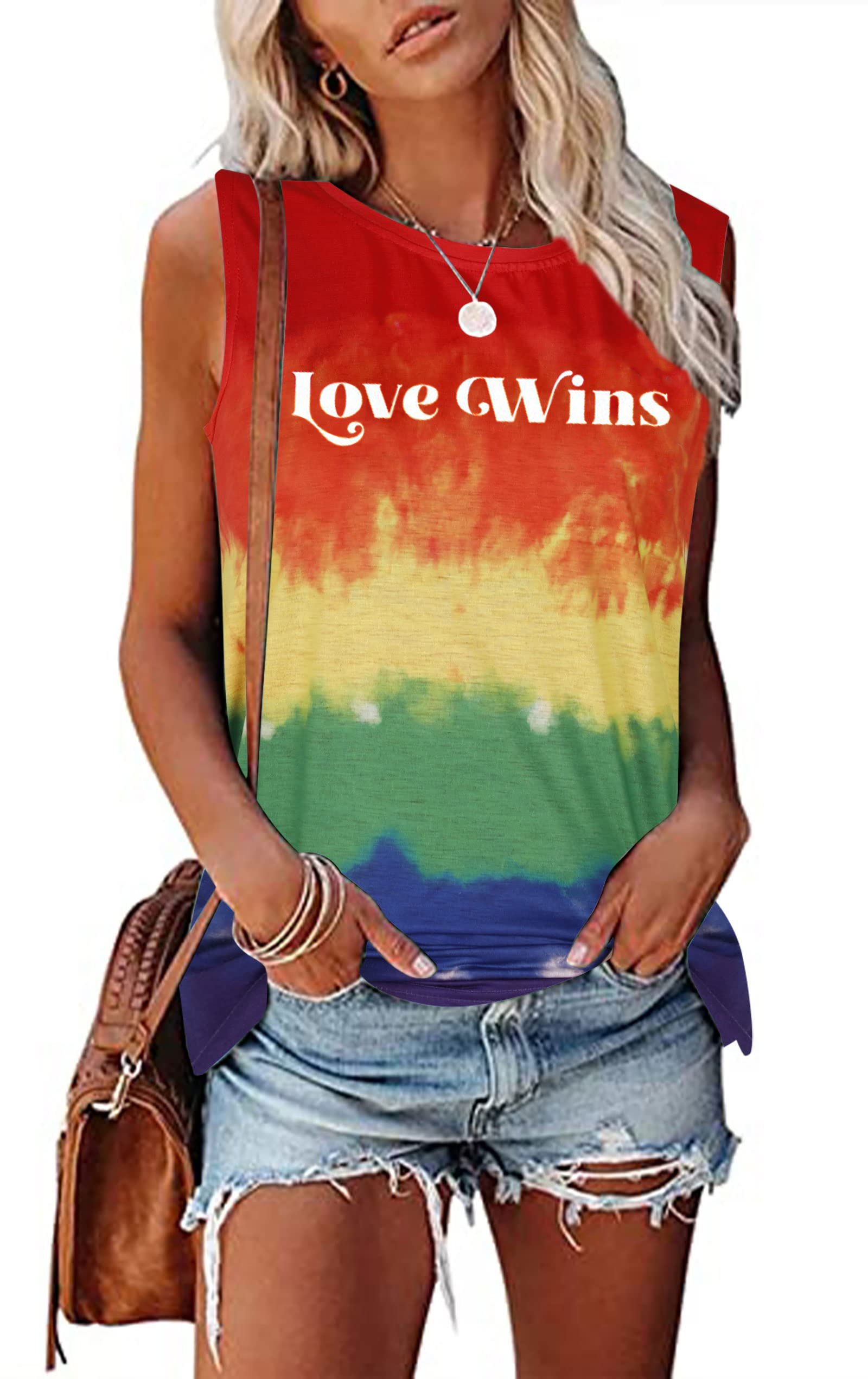 Love Wins Women Tank Top Gay Pride Sleeveless Shirt LGBT Rainbow Tee ...