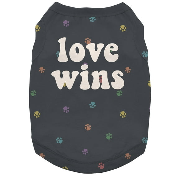 Love Wins with Hearts Dog T-Shirt, Black, XS
