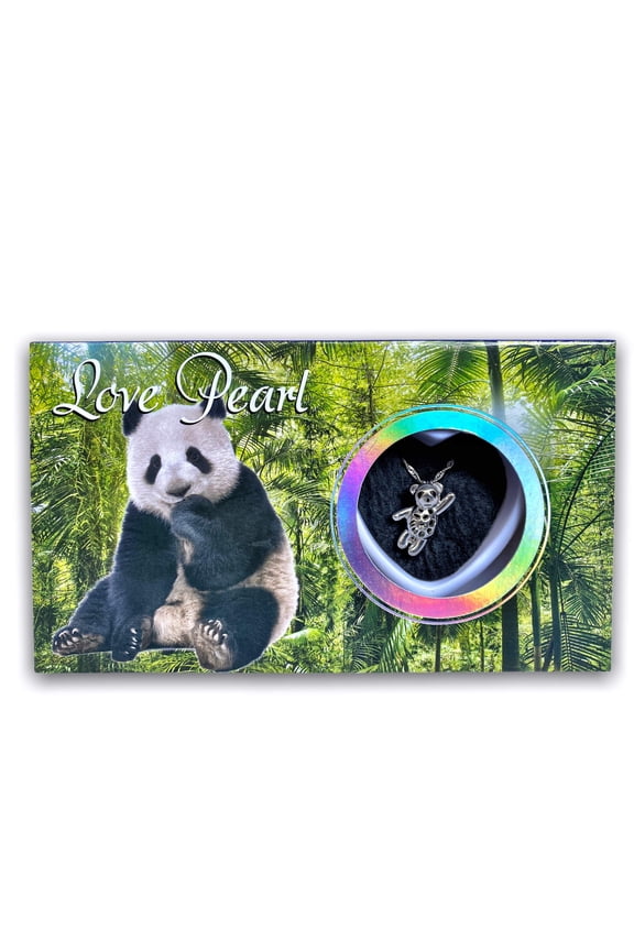 Love Wish Pearl Kit Chain Necklace Kit Pendant Cultured Pearl in Kit Set with Stainless Steel Chain 16" (Panda)