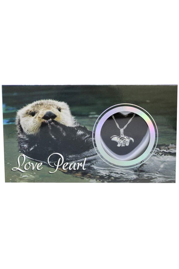 Love Wish Pearl Kit Chain Necklace Kit Pendant Cultured Pearl in Kit Set with Stainless Steel Chain 16" (Sea Otter)