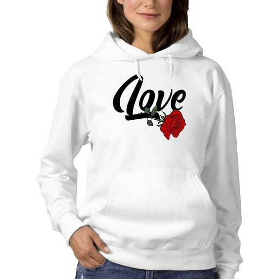 Love With Rose Hoodie Women -Image by Shutterstock, Female 5X-Large